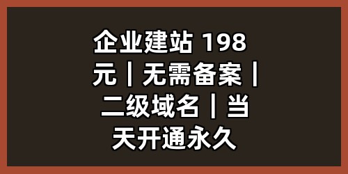 企业建站 198 元｜无需备案｜二级域名｜当天开通永久